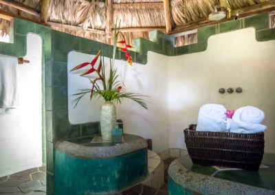 Bathroom inside the Polehouse room at Encanta La Vida rainforest eco-lodge Costa Rica