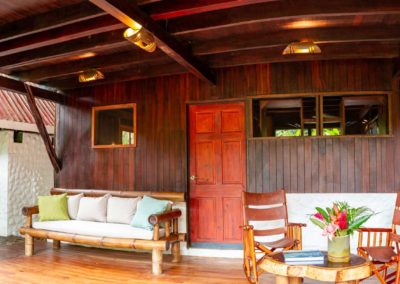 Treehouse deck - Costa Rica rainforest lodging with exotic hardwoods at Encanta La Vida