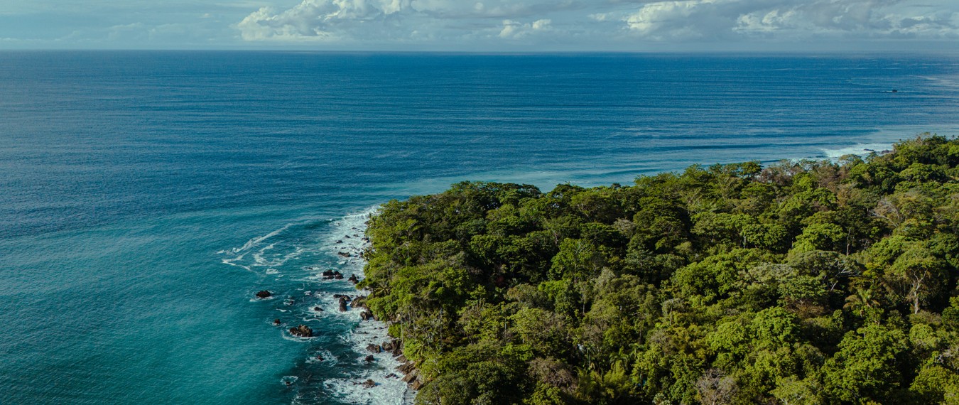 Aerial view of Encanta La Vida Beachfront Lodge Matapalo on the Osa Peninsula